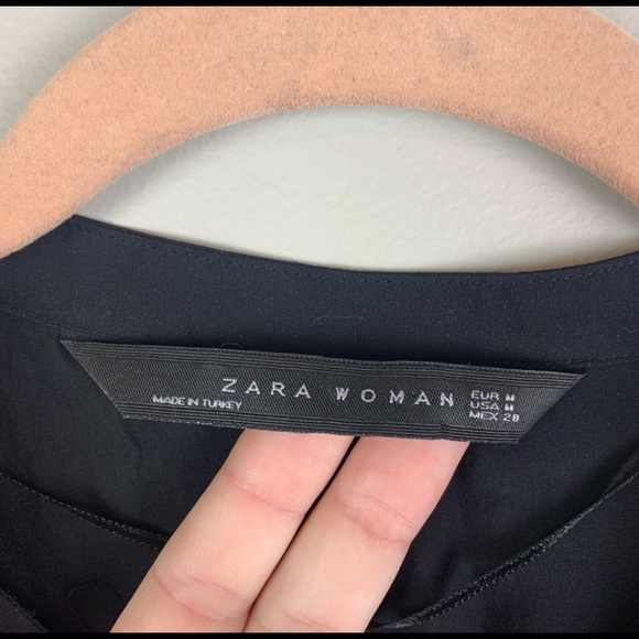 Zara Woman Black Half Button Up Sheer Top - Picture 4 of 7